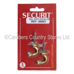 Securit Tieback Hooks Ball End Brass Small 2 Pack